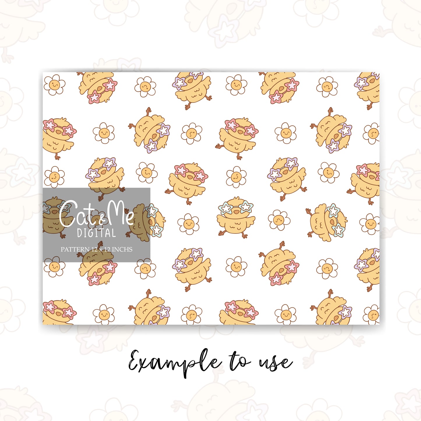 Groovy chick easter seamless Retro easter pattern