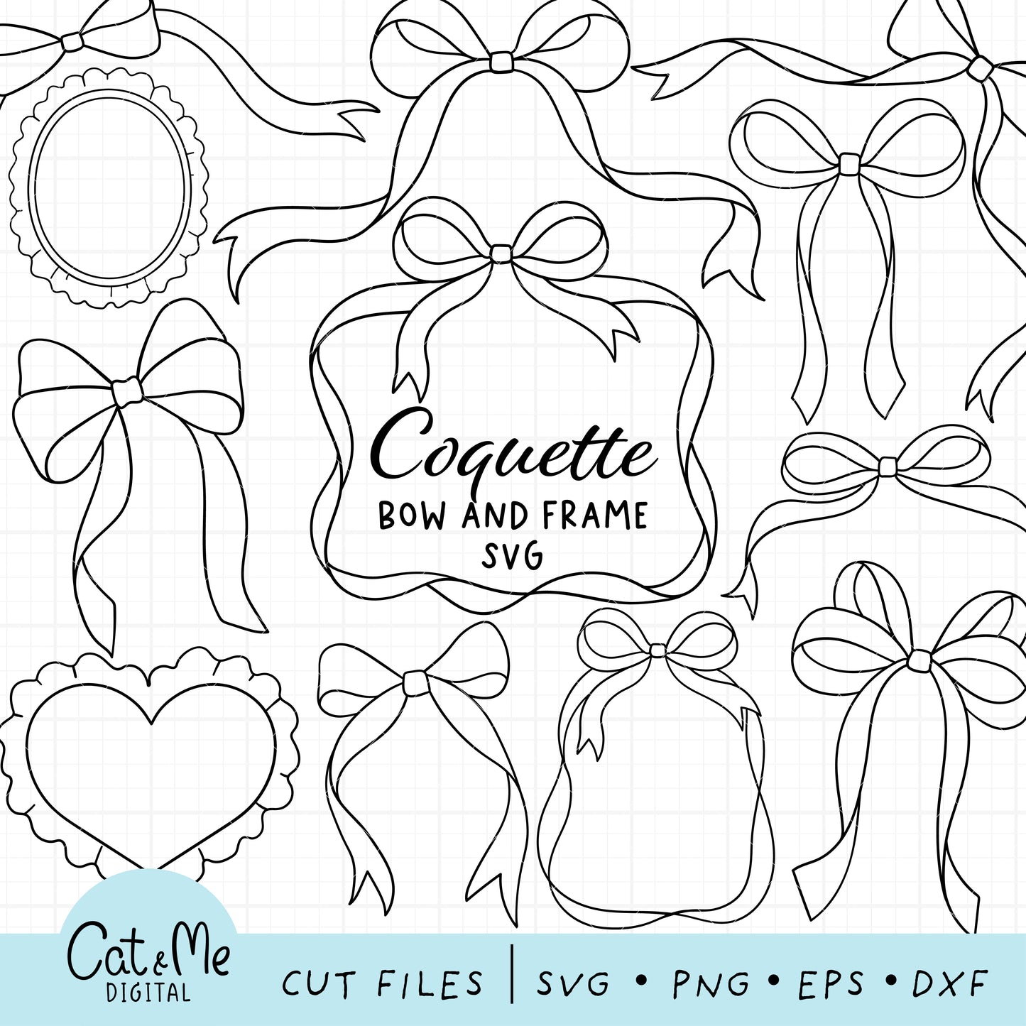 Doodle coquette bows svg Bow and frame svg