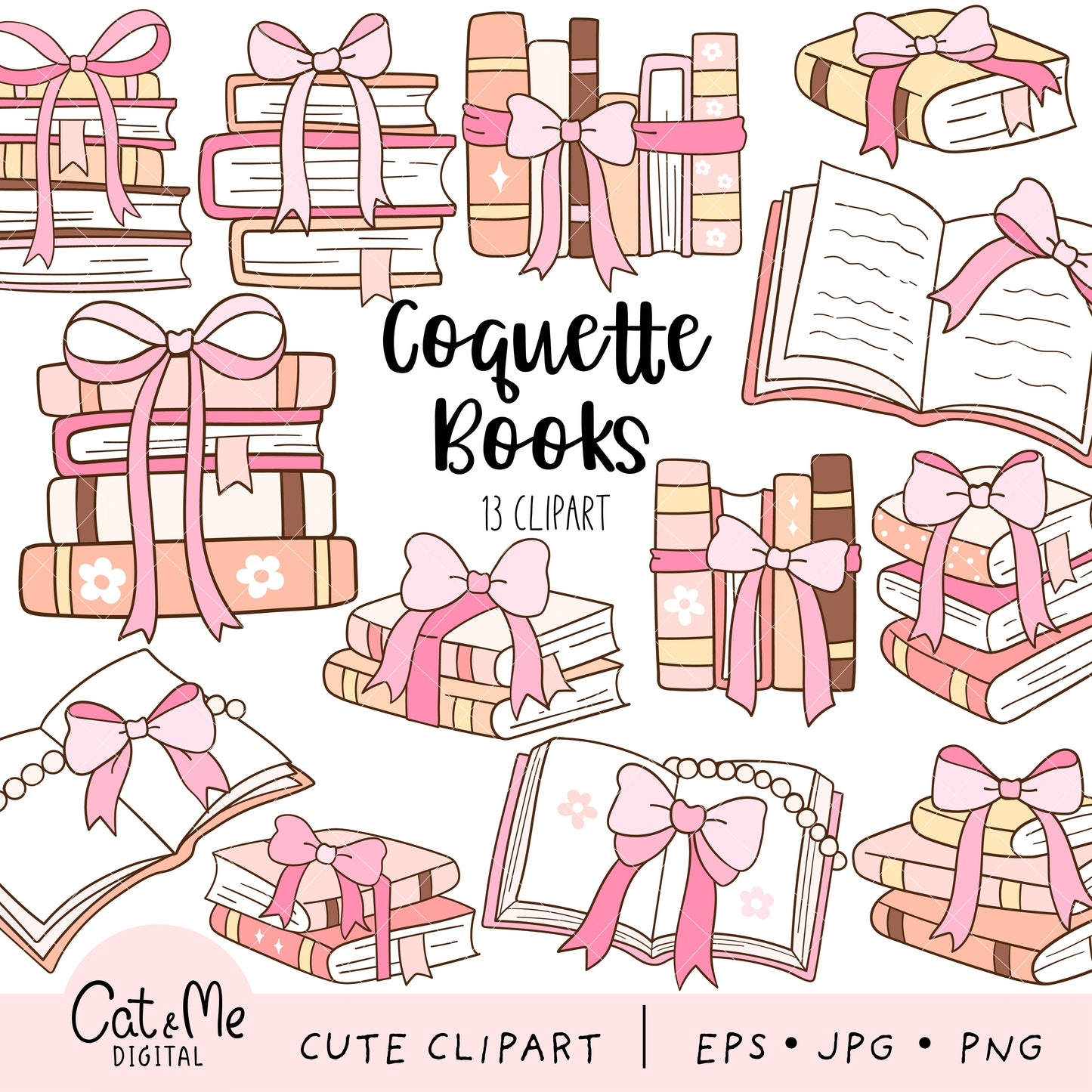 Coquette books clipart Booklover clipart