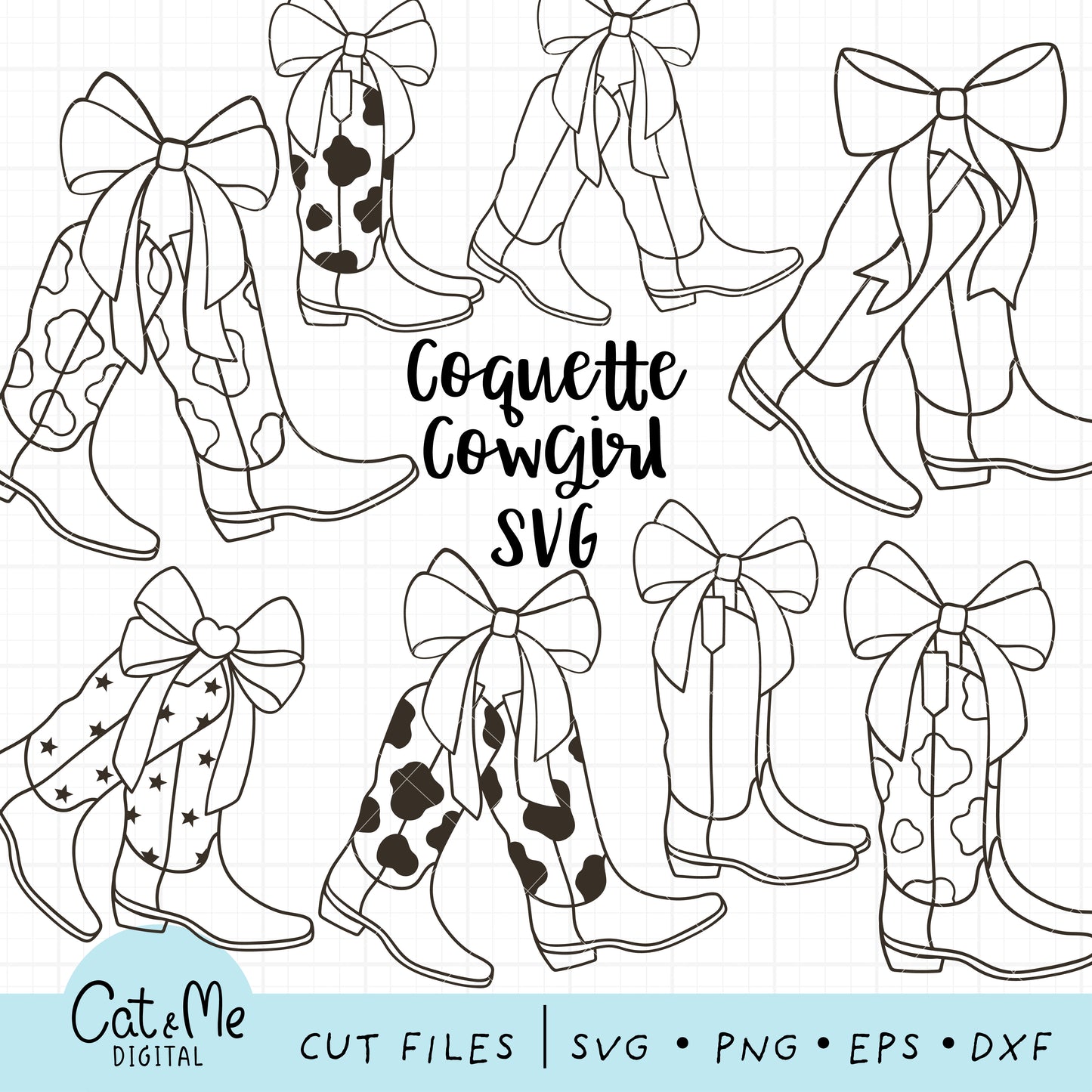 Coquette cowgirl boots svg Cherry bow svg