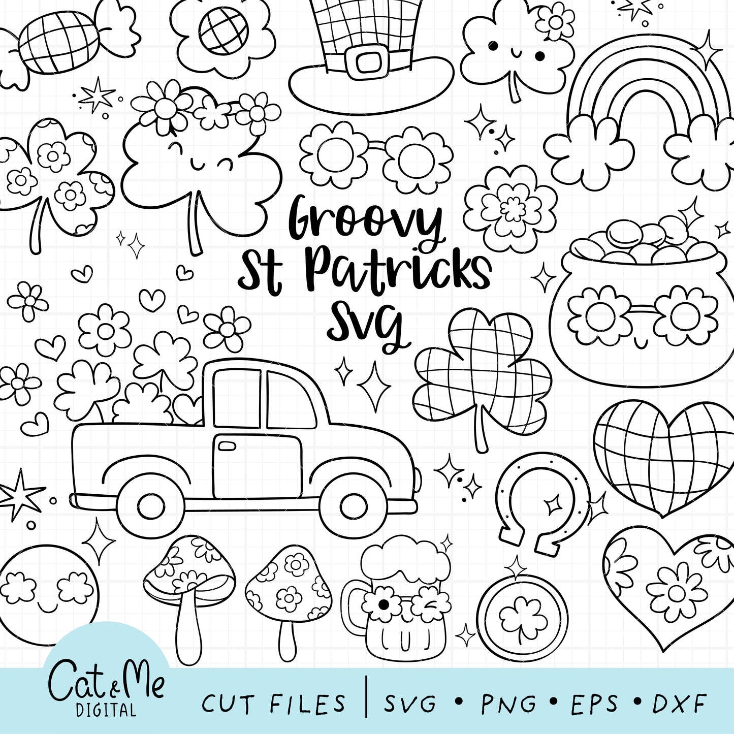 Doodle groovy St.patrick's day svg