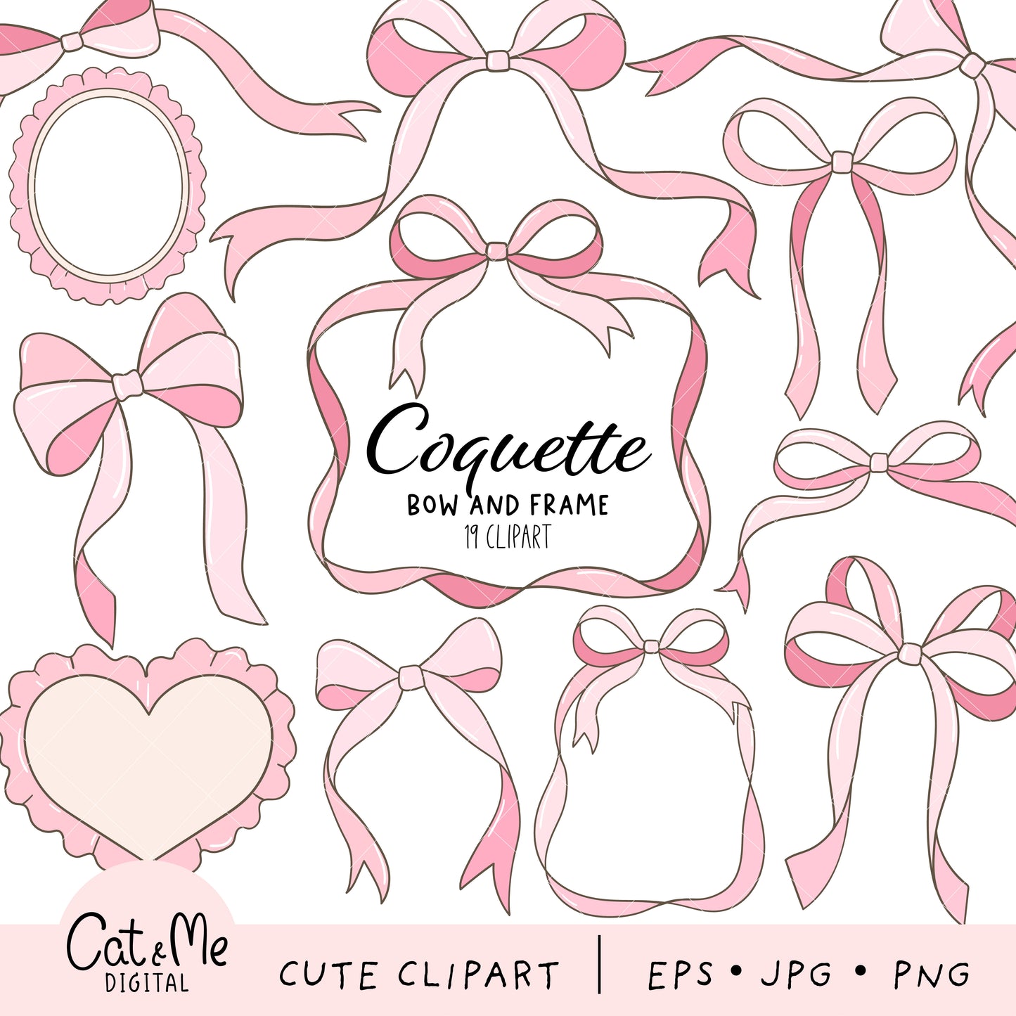 Coquette pink bows clipart Bow and frame clipart