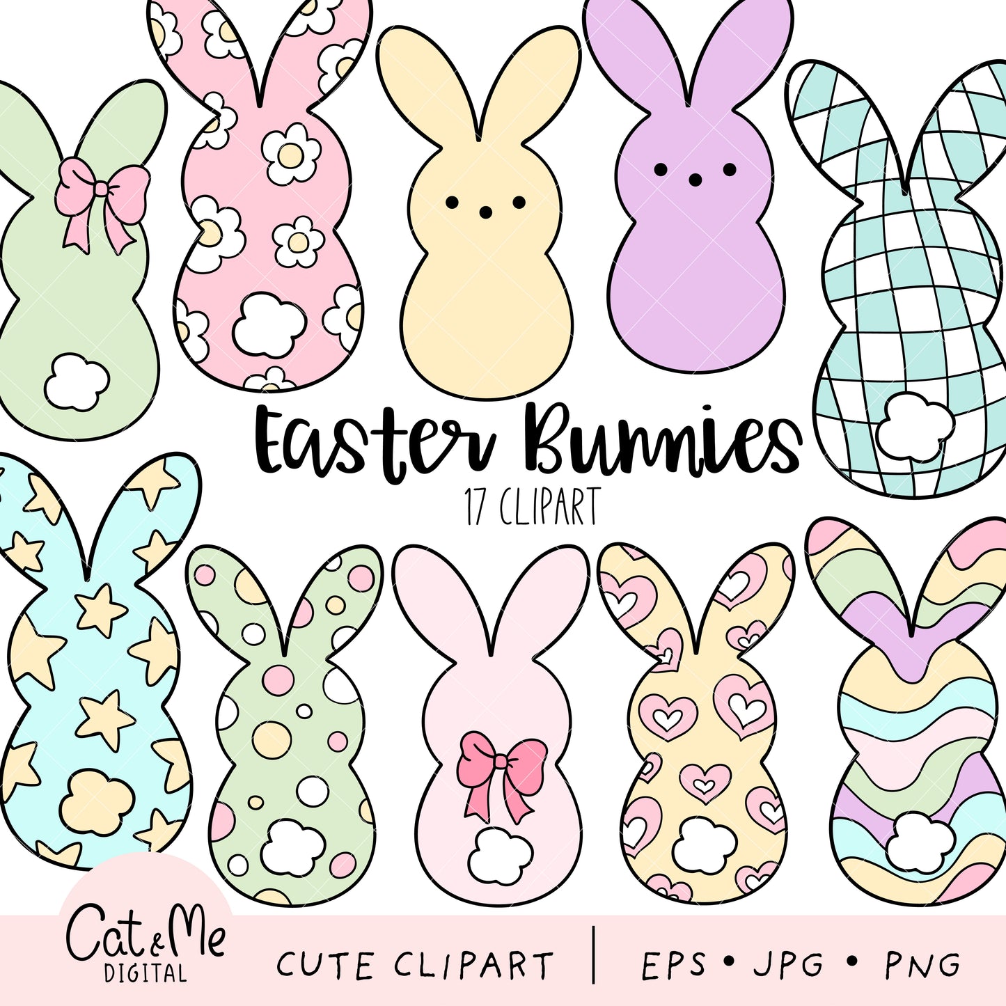 Easter bunny clipart Bunny peeps png Groovy retro clipart