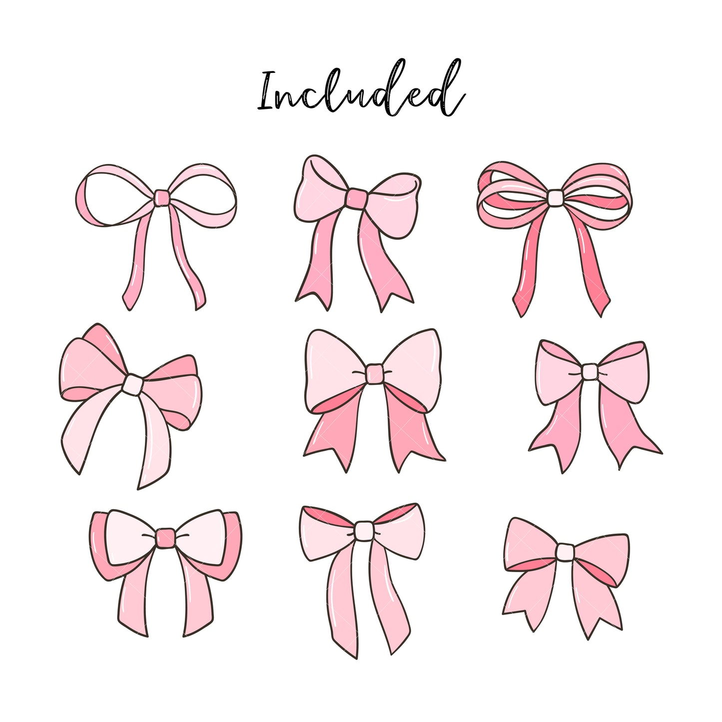 Coquette pink bows clipart Ribbon clipart Soft girl clipart