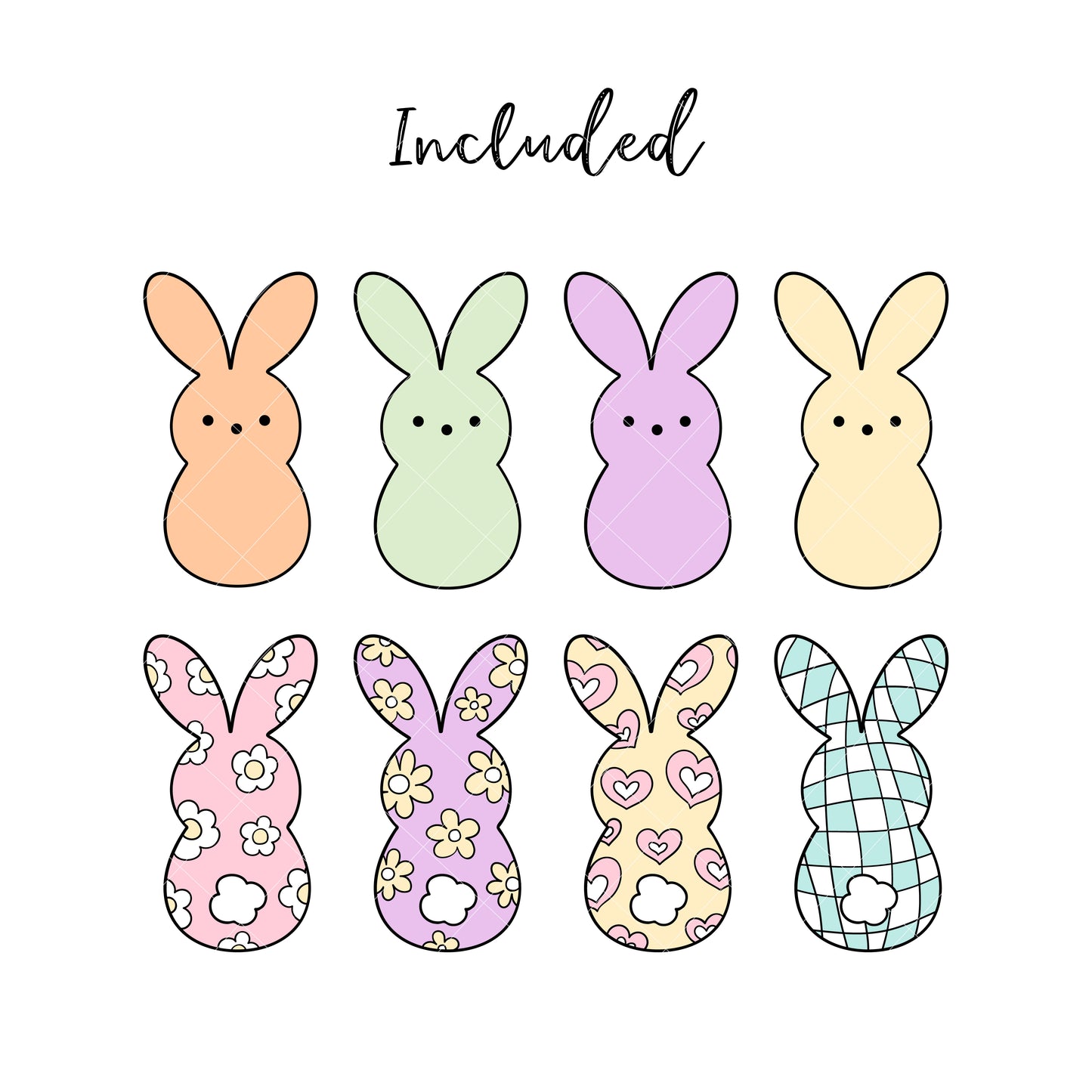 Easter bunny clipart Bunny peeps png Groovy retro clipart