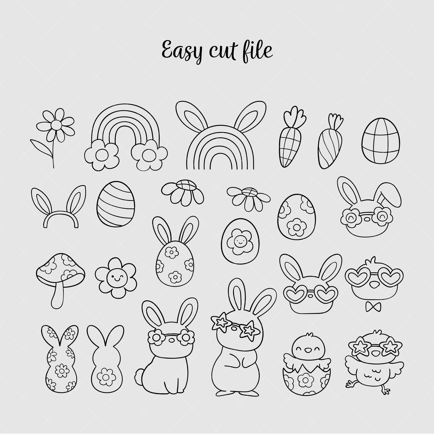 Doodle groovy easter svg Retro easter svg