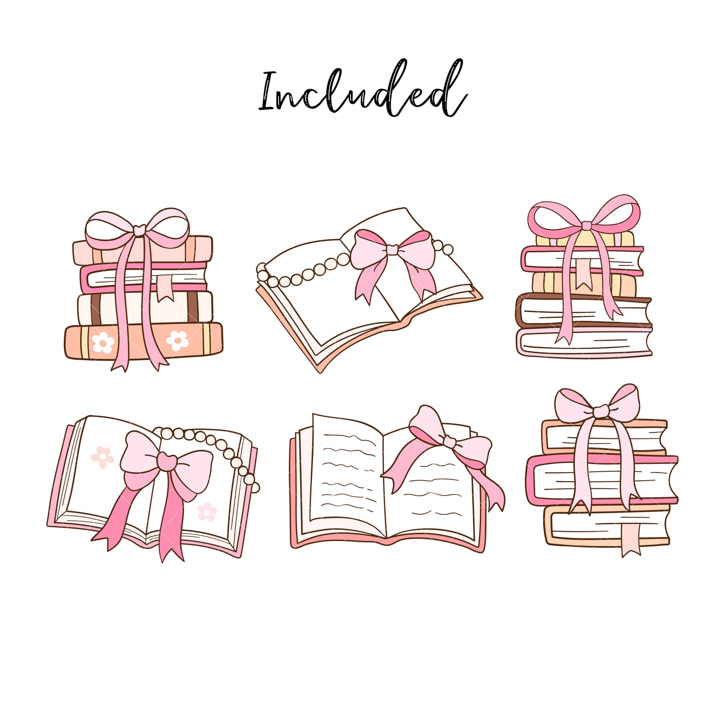 Coquette books clipart Booklover clipart