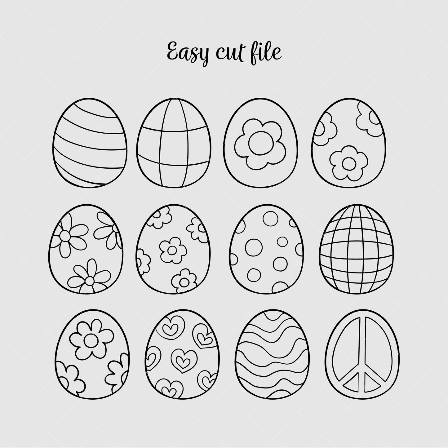 Groovy easter eggs svg Doodle eggs svg Spring svg