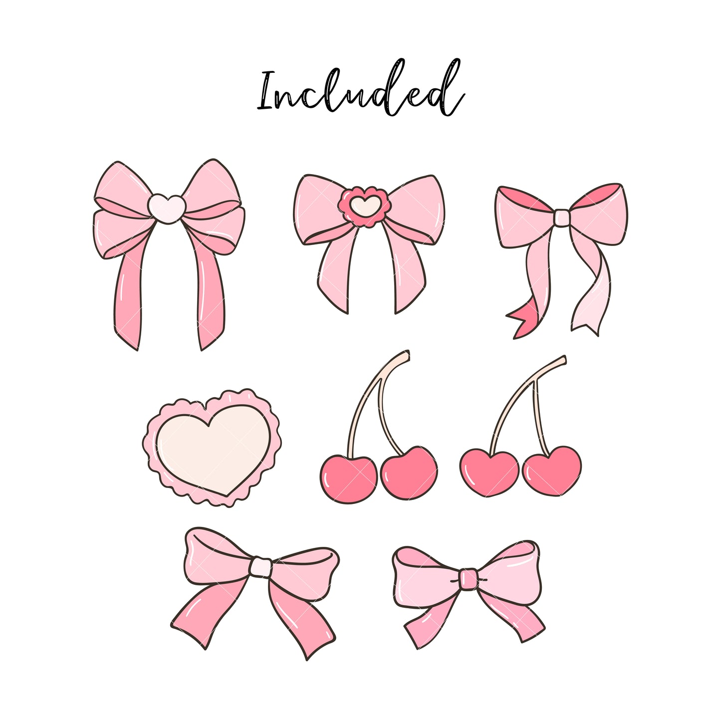 Coquette pink bows clipart Ribbon clipart Soft girl clipart