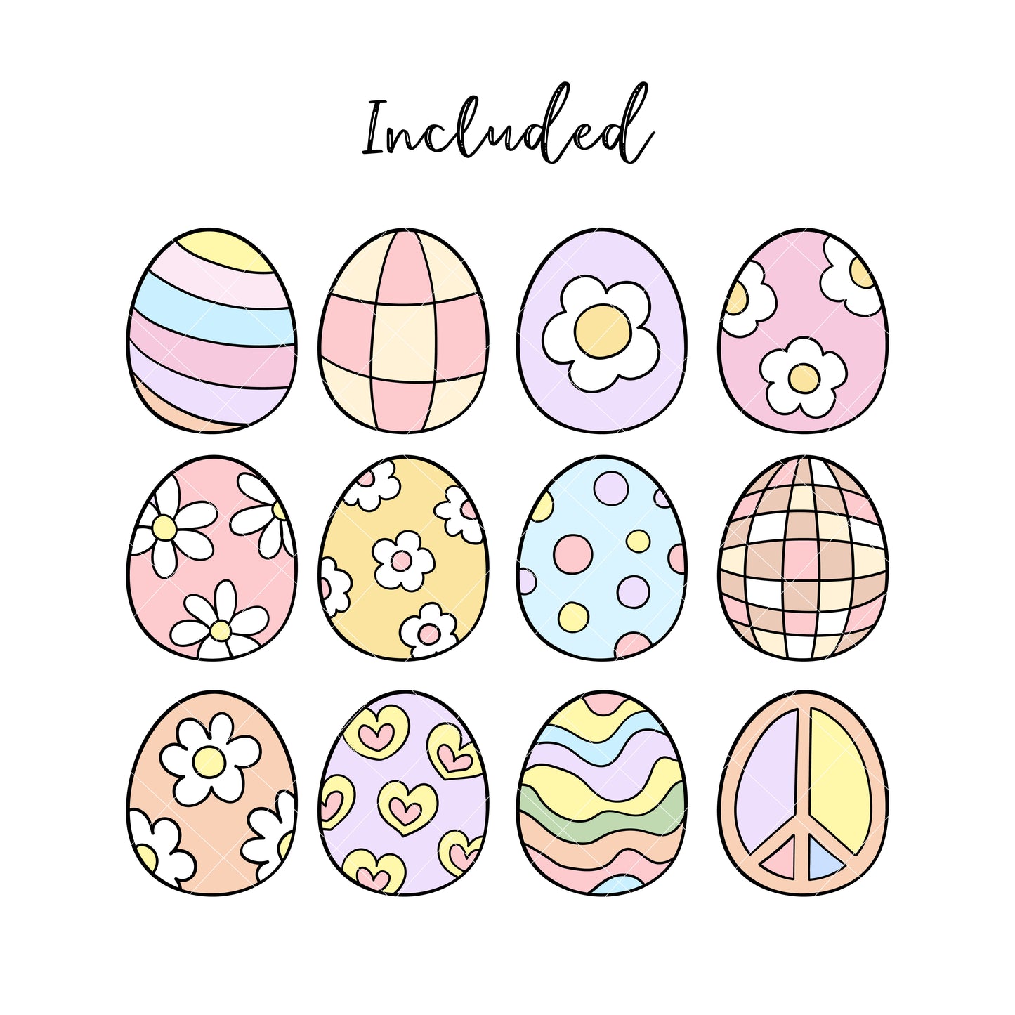 Groovy easter eggs clipart Easter eggs png Spring clipart Hippie disco easter