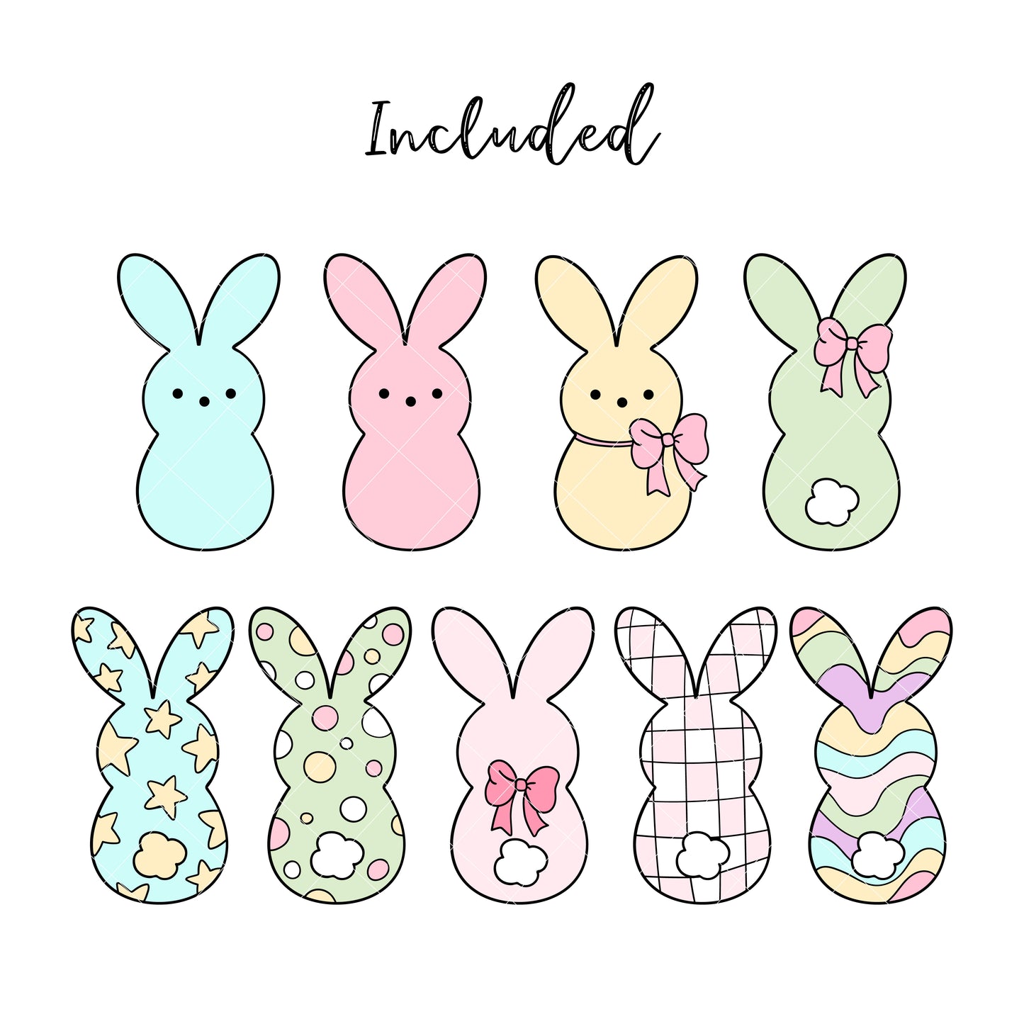 Easter bunny clipart Bunny peeps png Groovy retro clipart