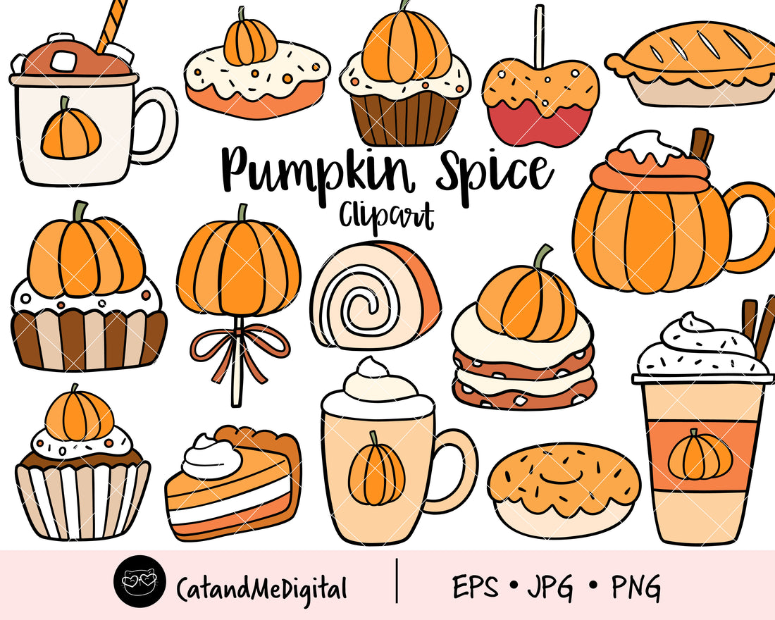 Pumpkin spice Fall clipart Pumpkin treats Autumn dessert Halloween Tha ...