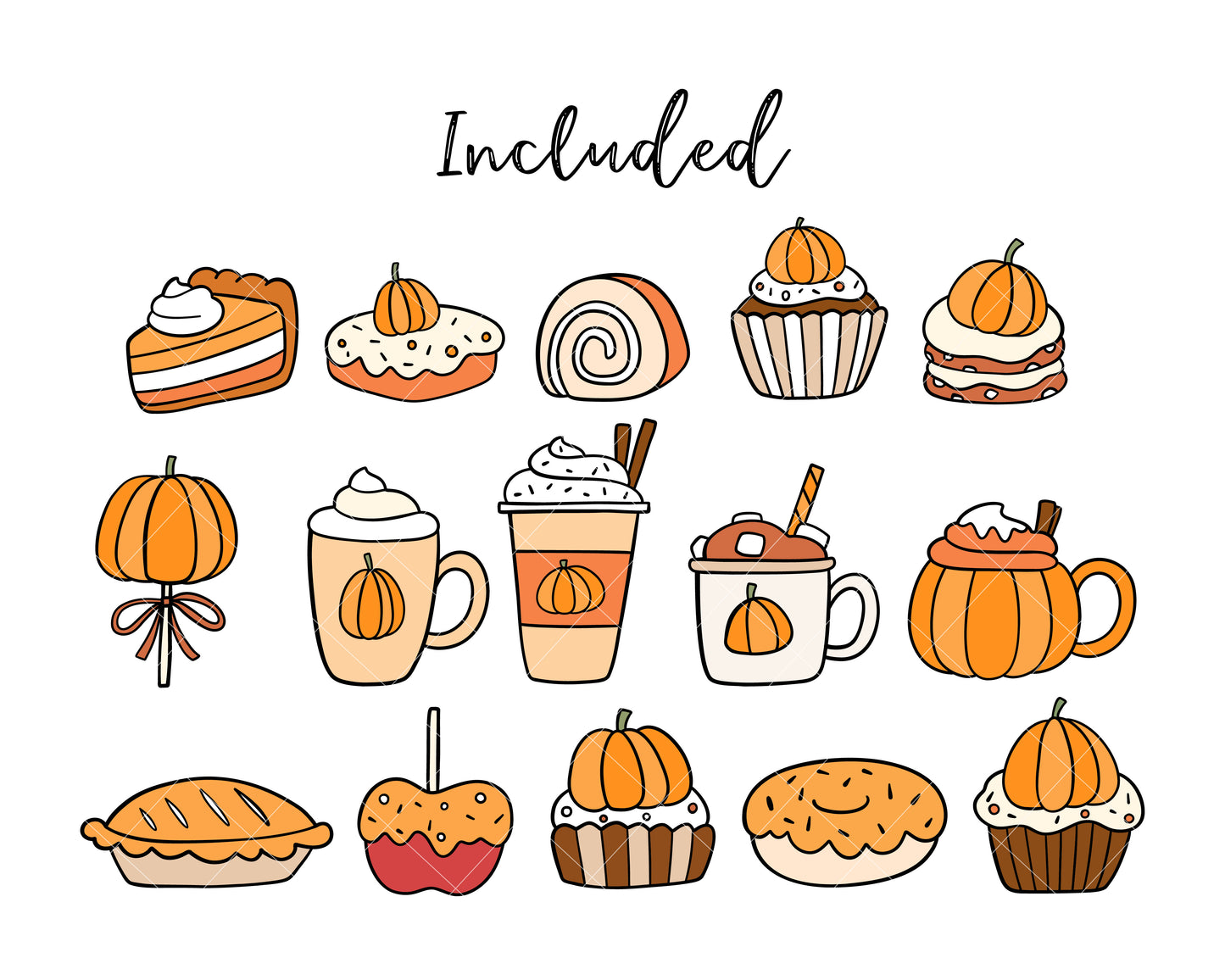 Pumpkin spice Fall clipart Pumpkin treats Autumn dessert Halloween Thanksgiving clipart