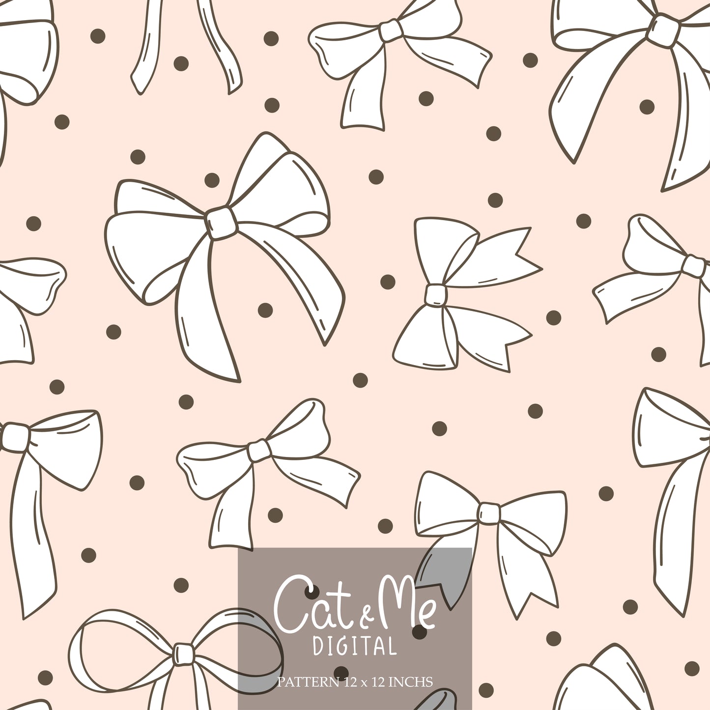 Doodle coquette bows pattern Ribbon seamless