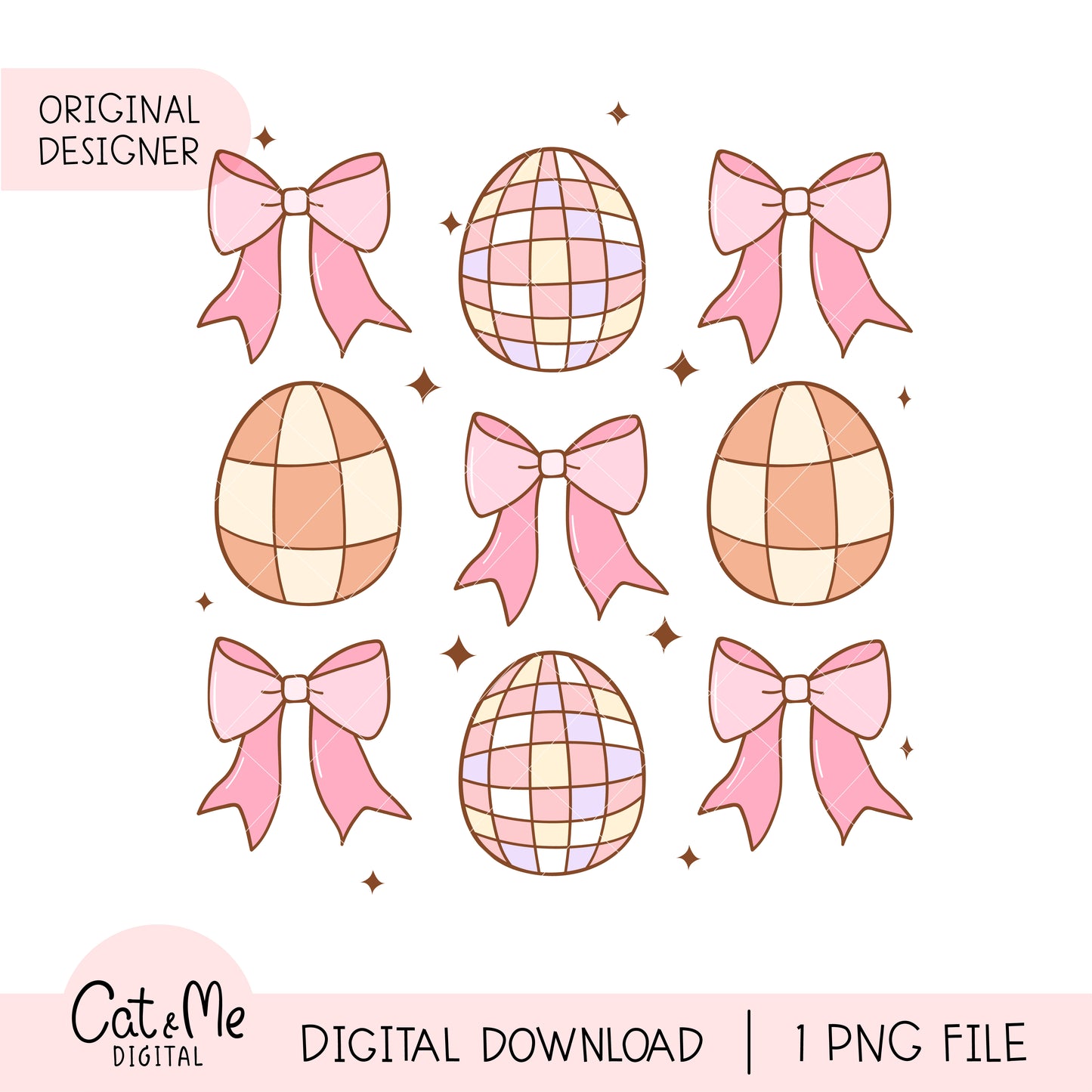 Coquette easter eggs png Groovy easter png Cherry bow png