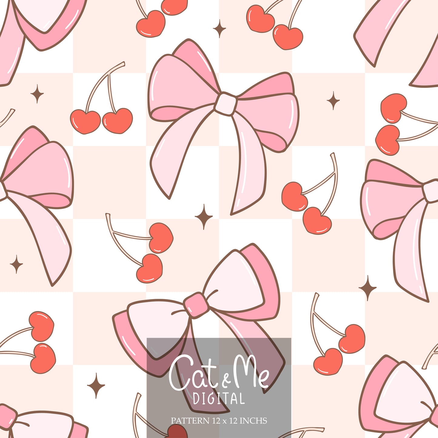 Groovy coquette cherry bows pattern Soft girl pattern