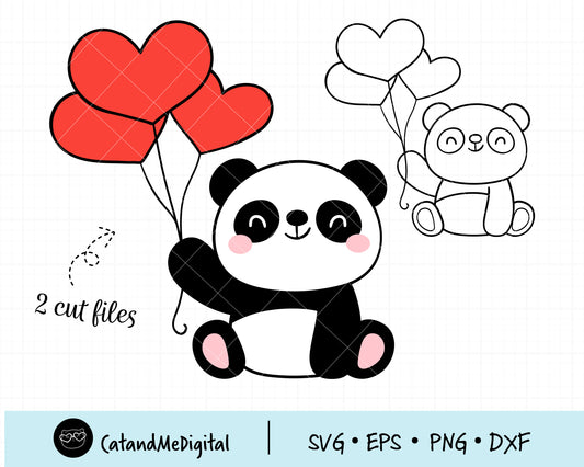 Cute Baby Panda Valentine Svg