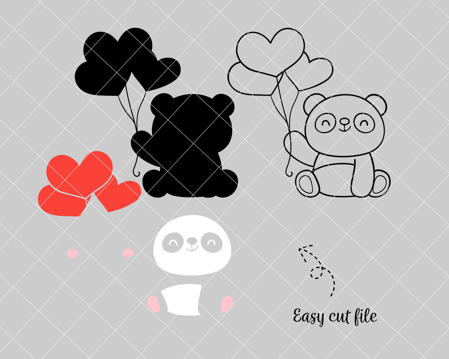 Cute Baby Panda Valentine Svg