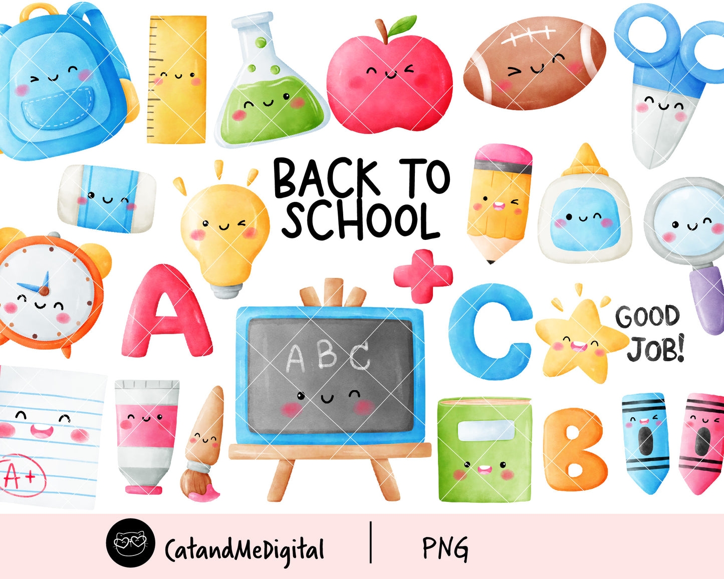 Back to school watercolor clipart