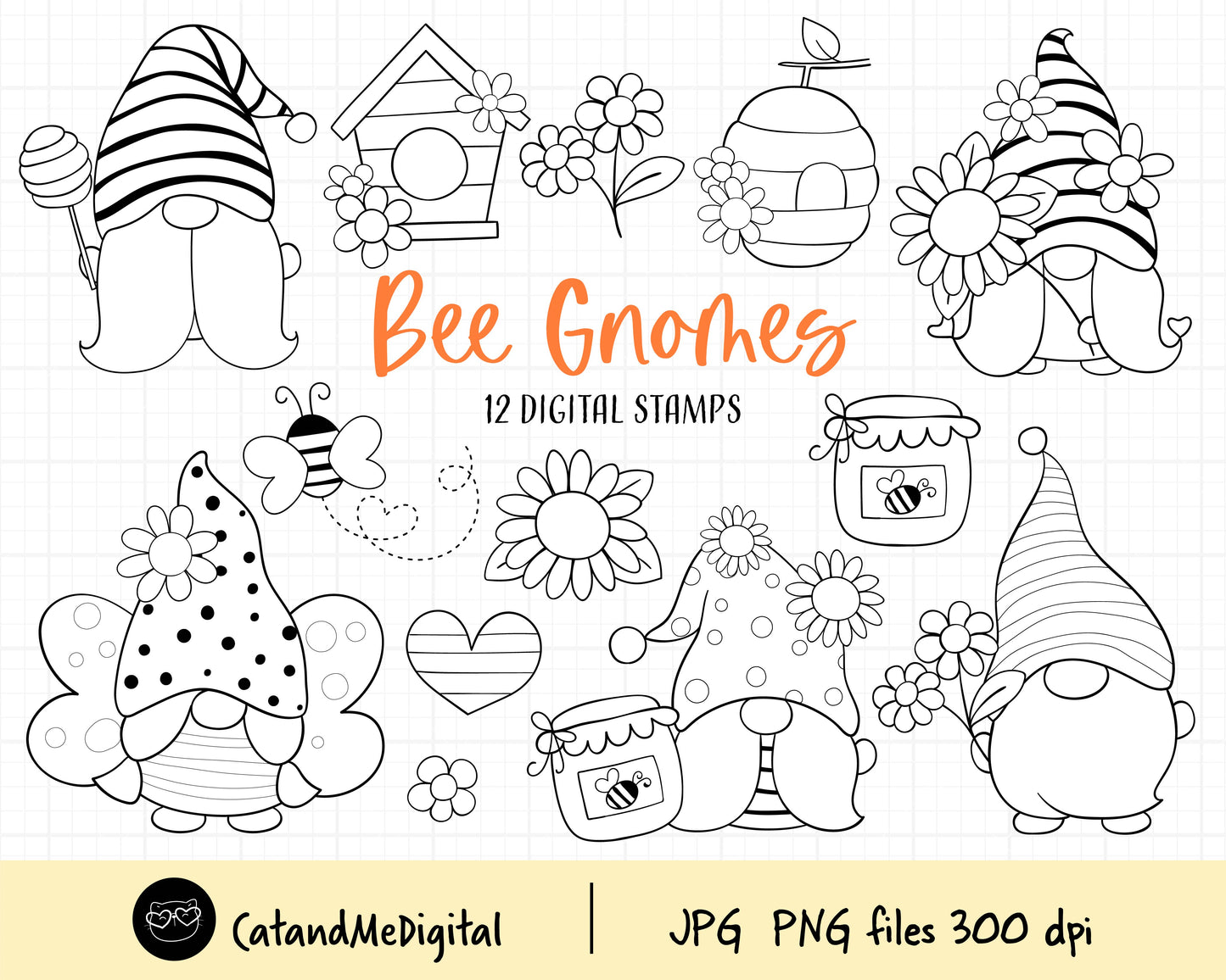 Bee Gnomes digital stamps