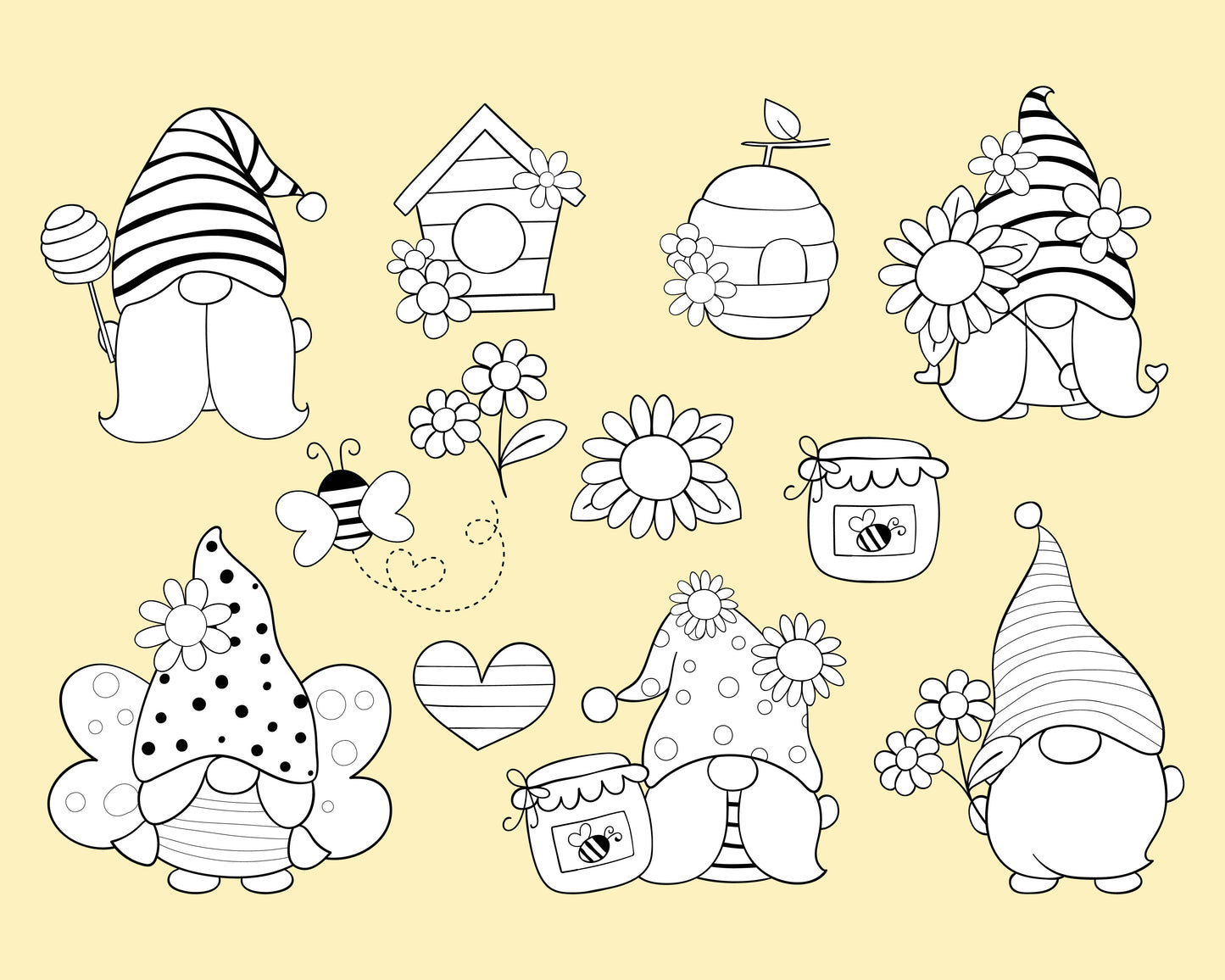 Bee Gnomes digital stamps