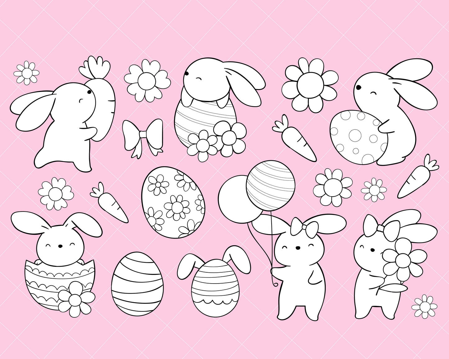 Bunny Easter digital stamps