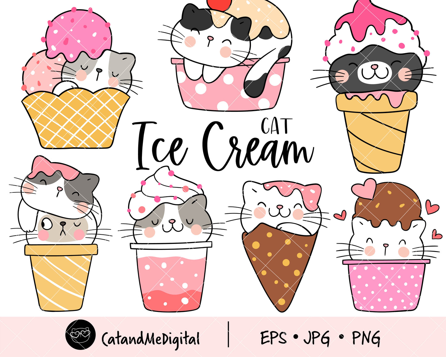 Cat Ice Cream Clipart