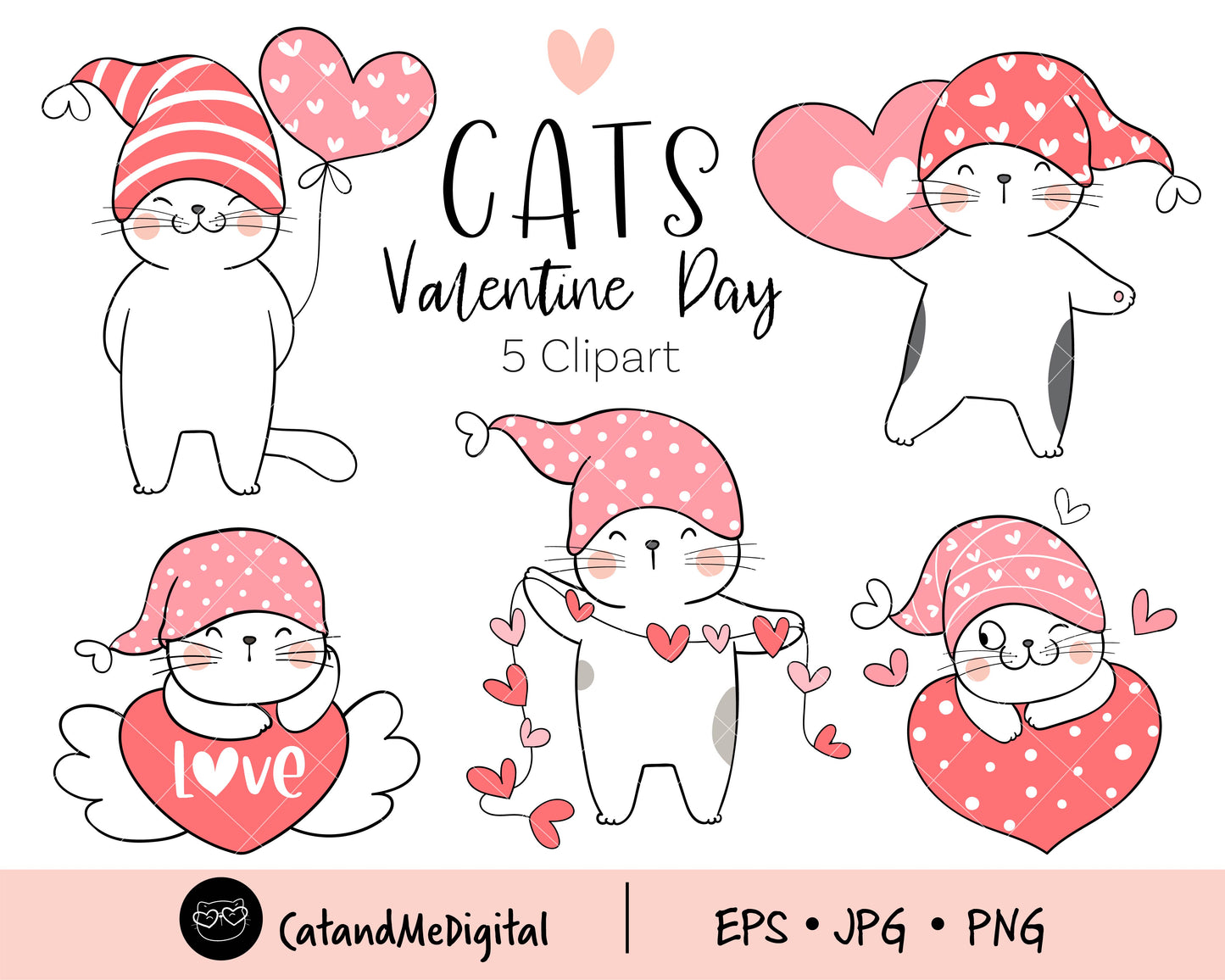 Cat Valentine Day Clipart