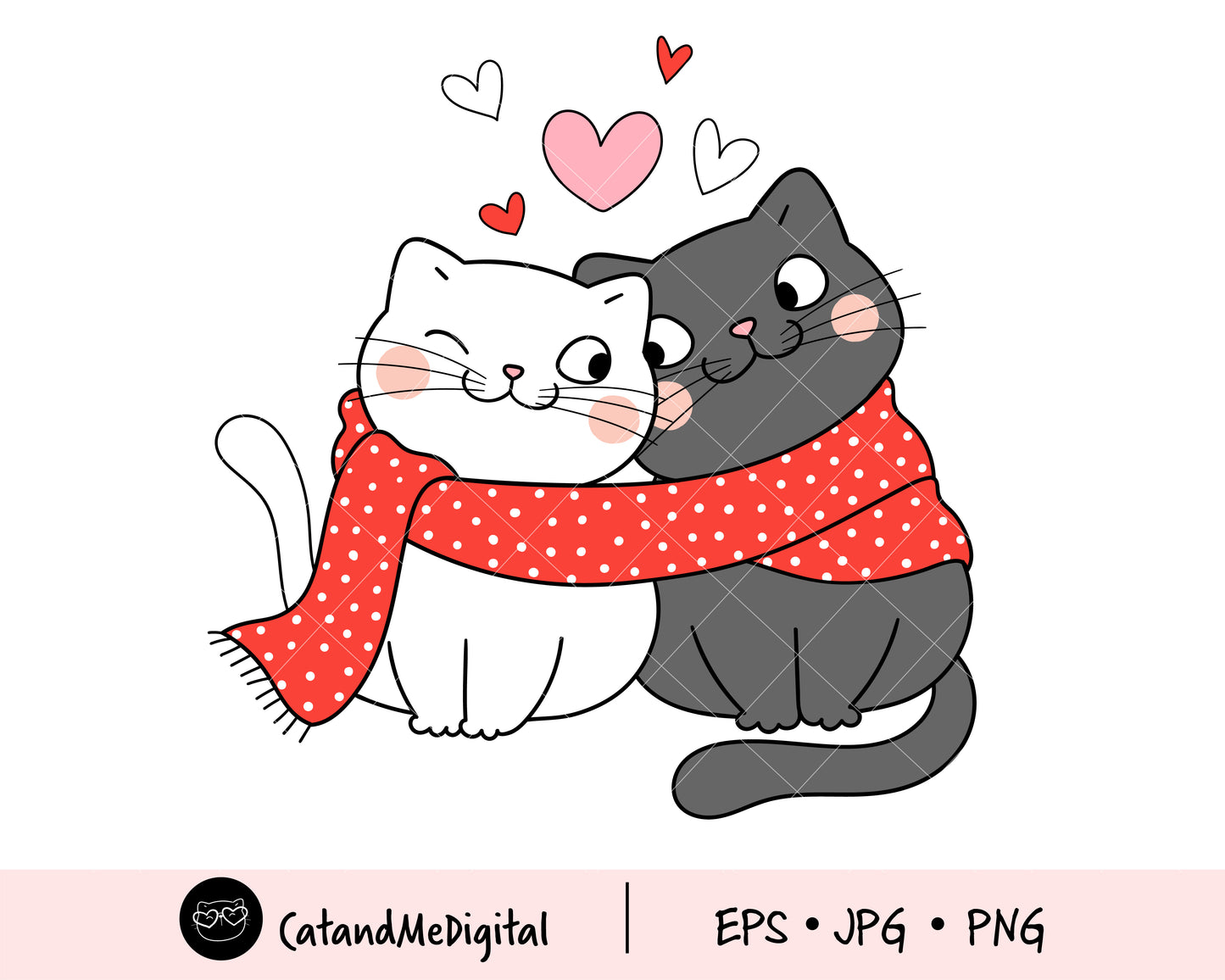 Cat love valentine clipart