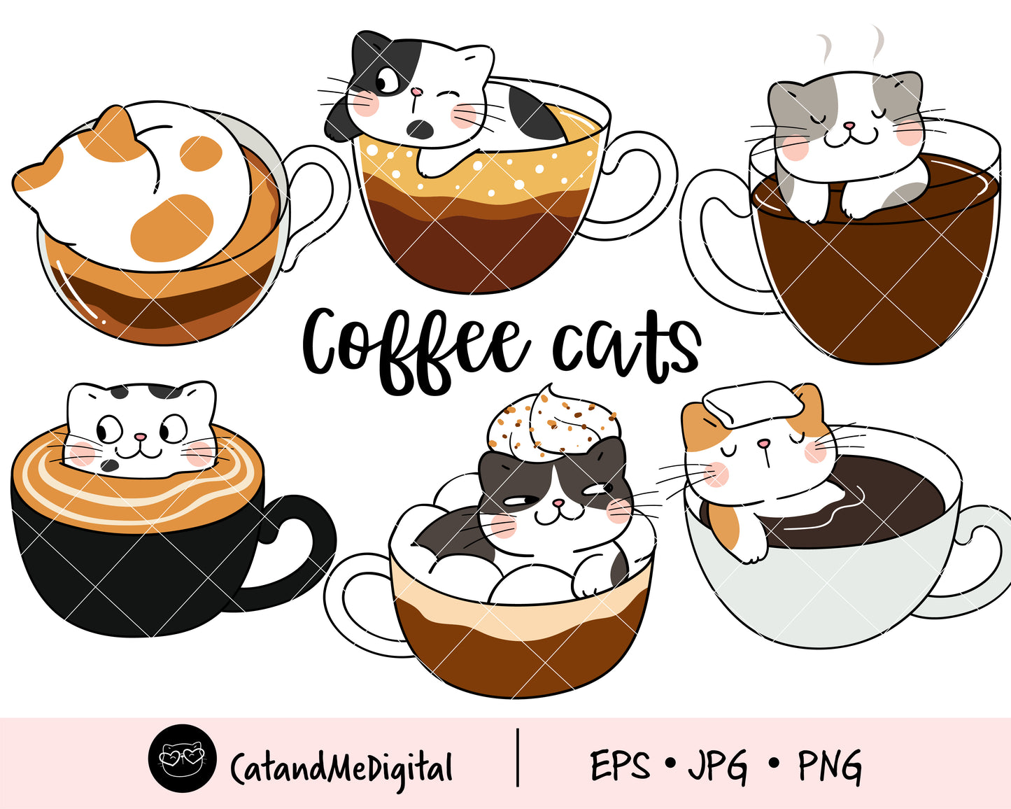 Coffee cats clipart