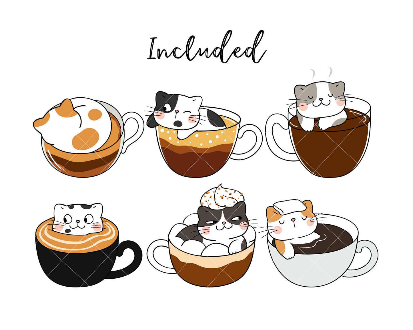 Coffee cats clipart