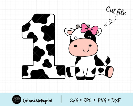 Cow Number One Birthday Svg