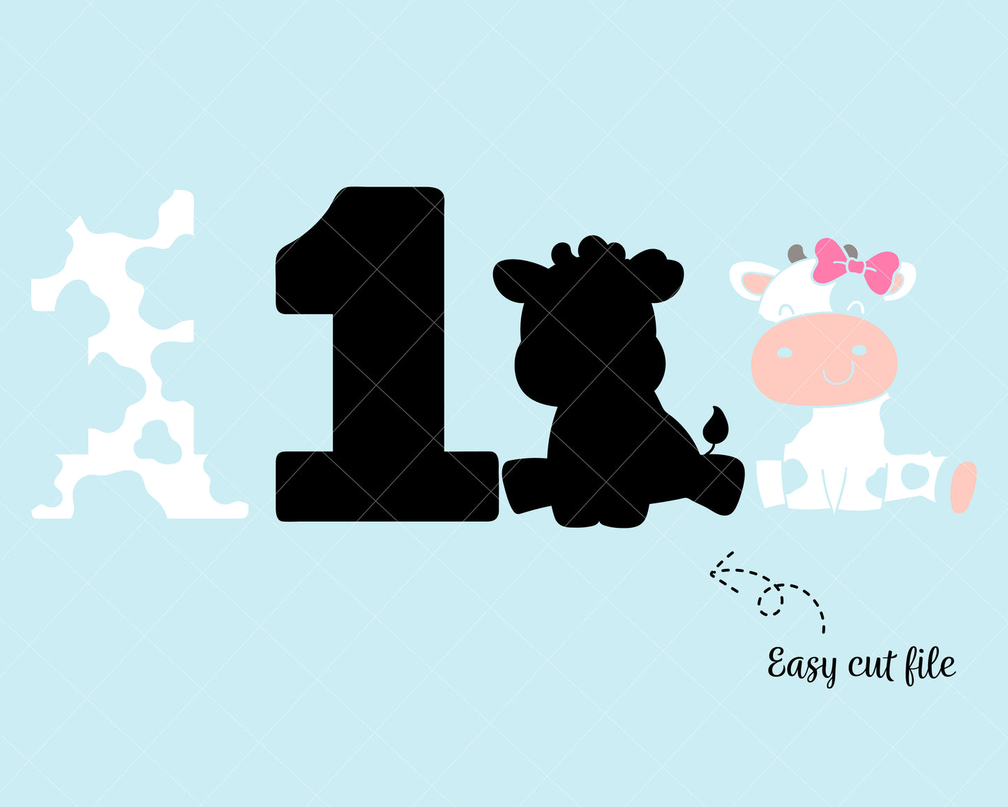 Cow Number One Birthday Svg