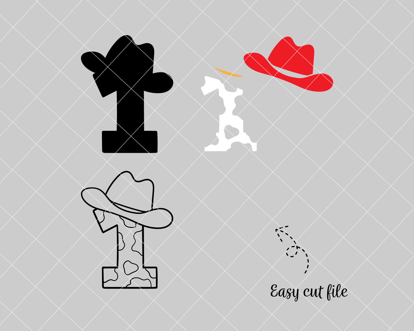 Cowboy number birthday svg