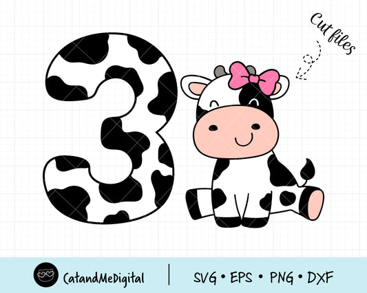 Cow girl  birthday svg 3rd birthday