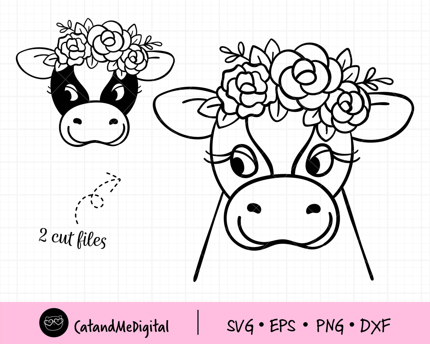 Cow with Flower Crown SVG