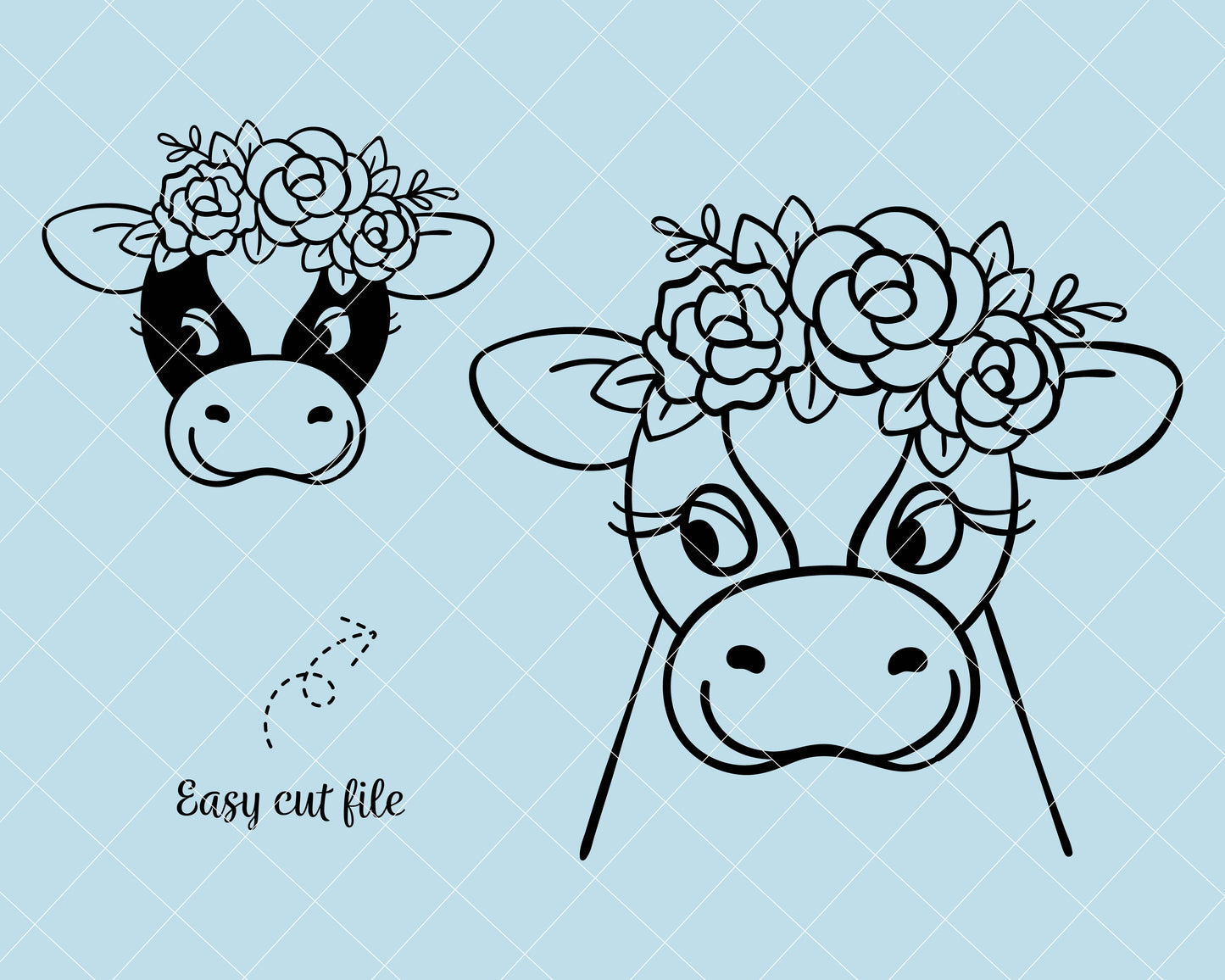 Cow with Flower Crown SVG