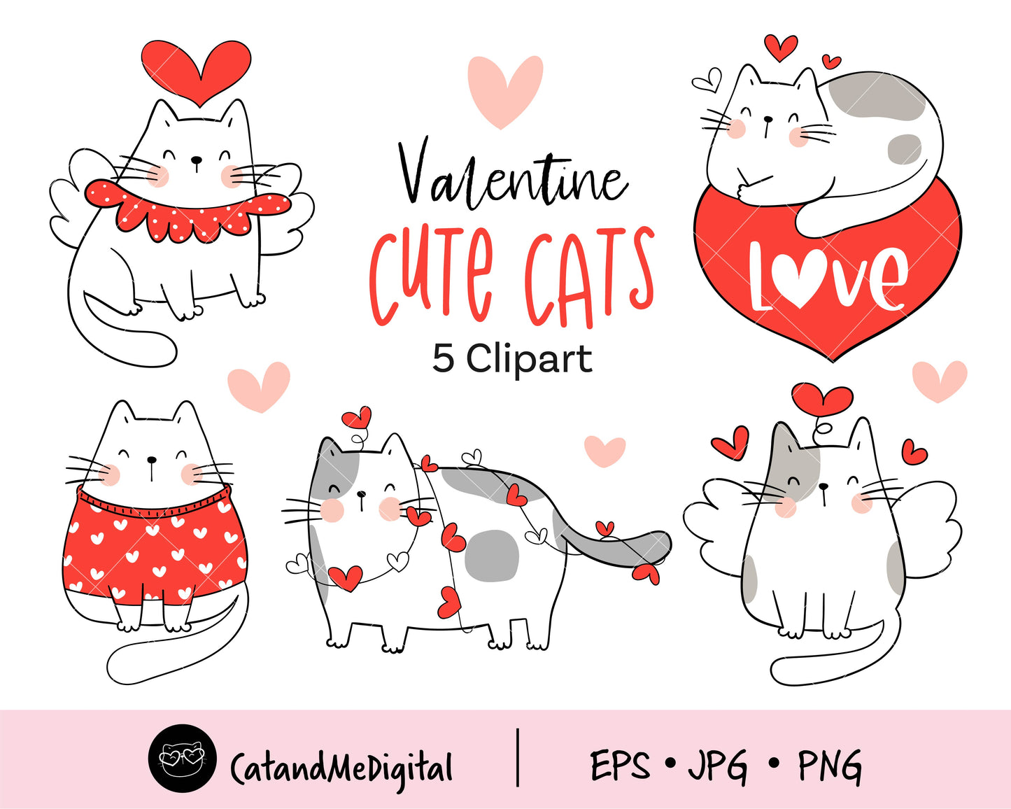 Sweet cat valentine clipart