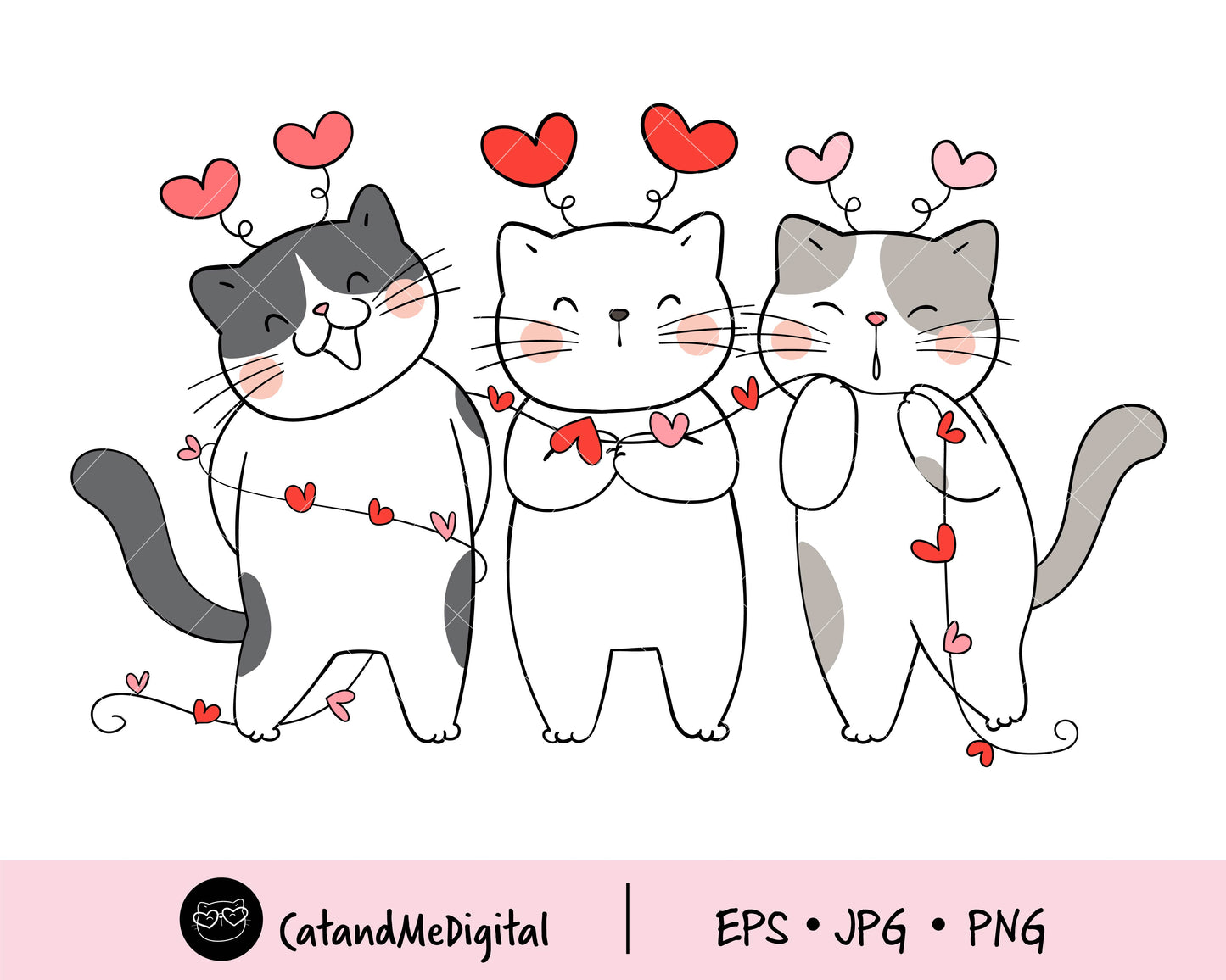 Cute Cat Valentine Clipart