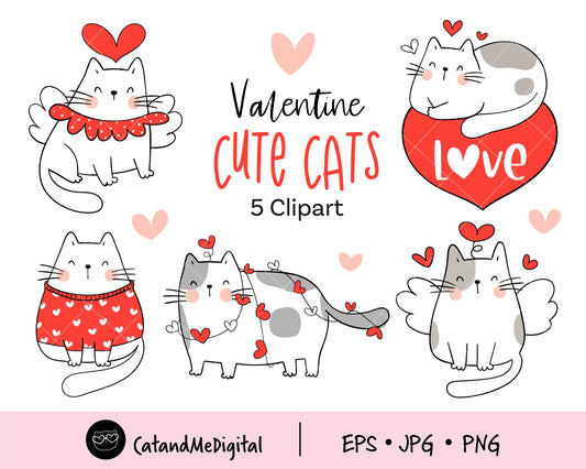 Cute Cat Valentine Clipart