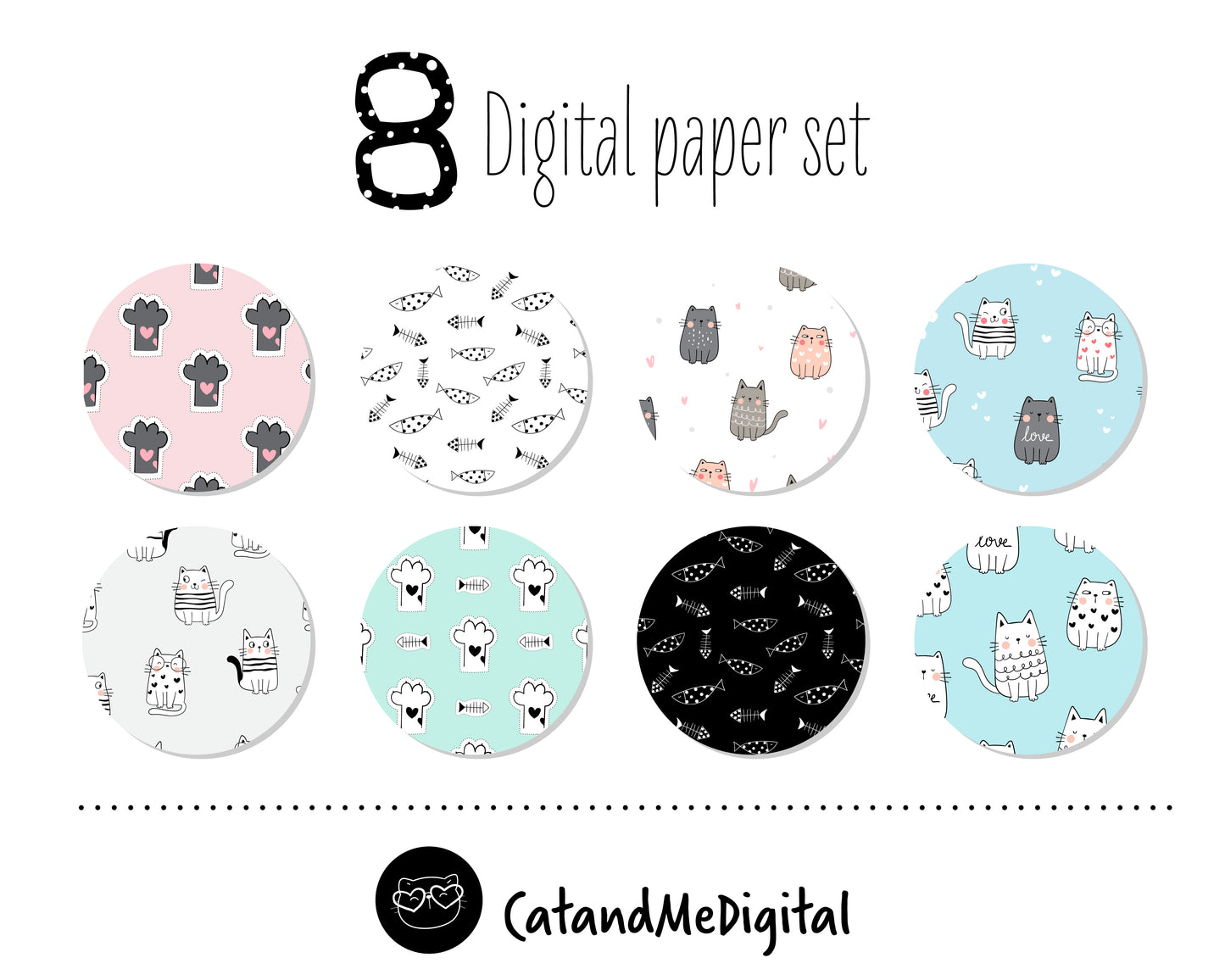 Cat digital paper pattern