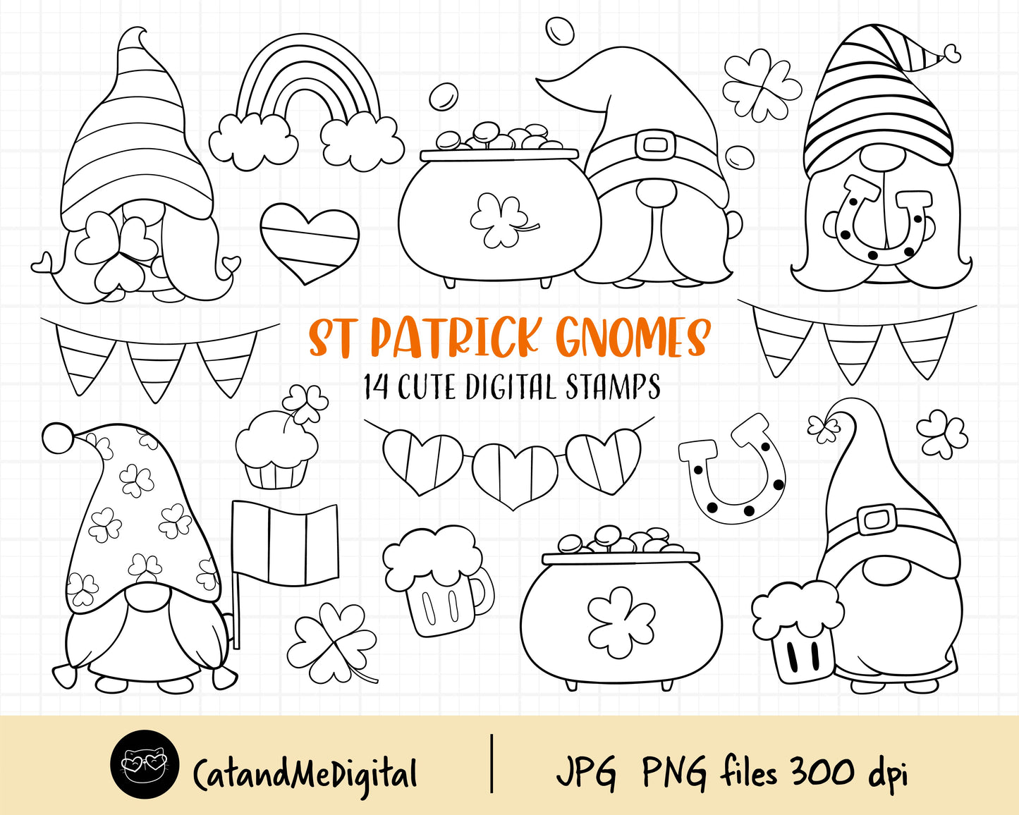 Digital Stamp St Patrick Gnomes