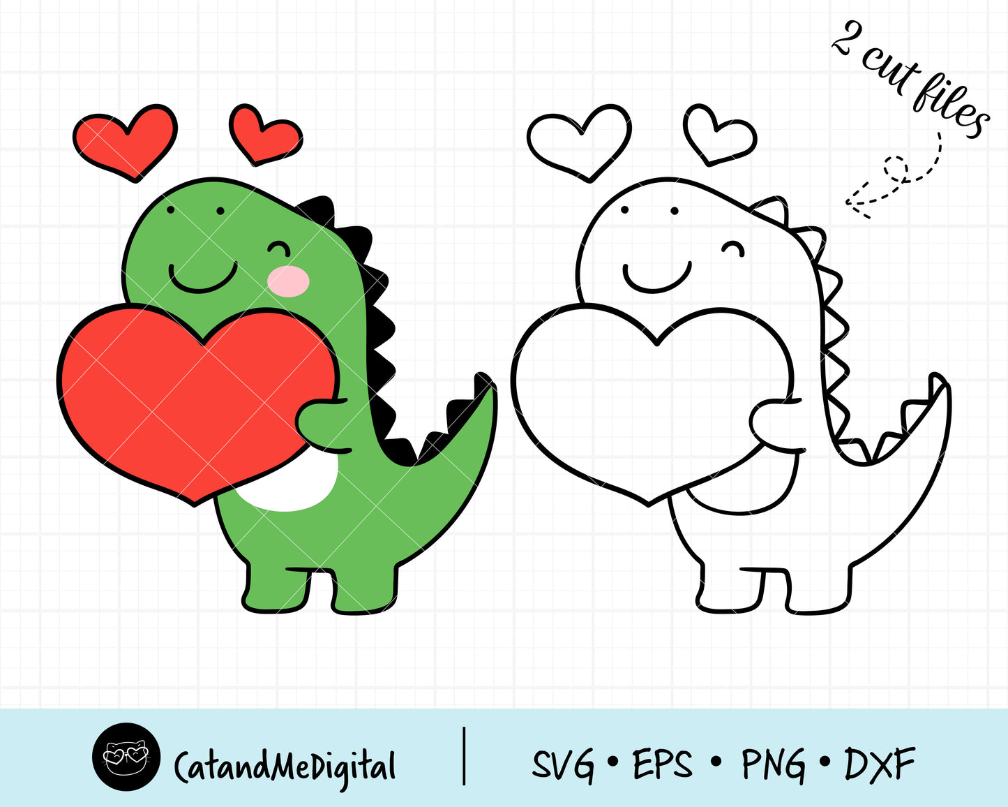 Dinosaur Valentine Svg