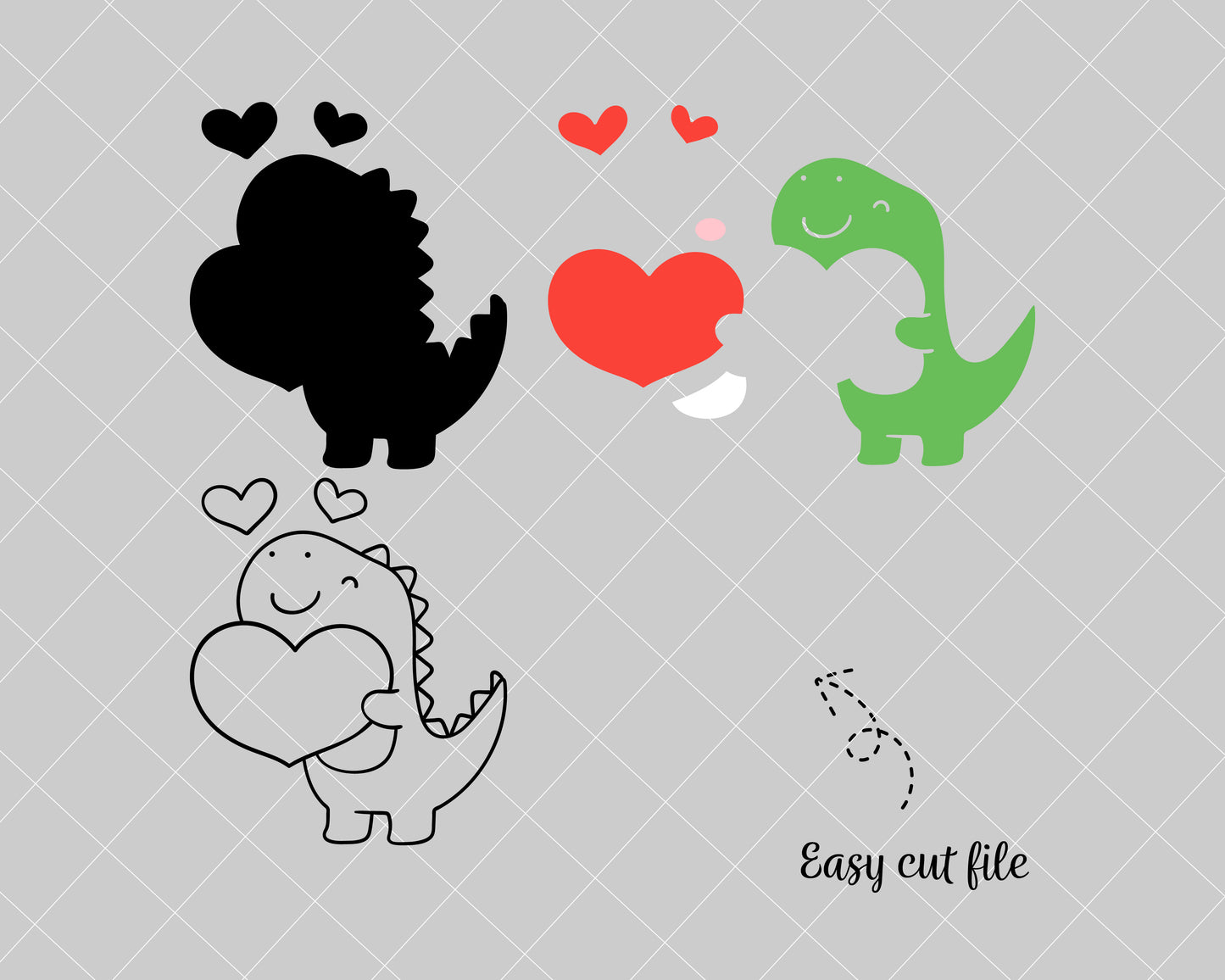 Dinosaur Valentine Svg