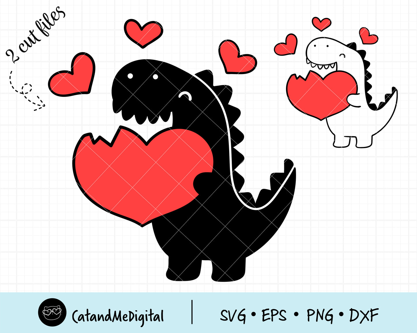 Dinosaur valentine svg