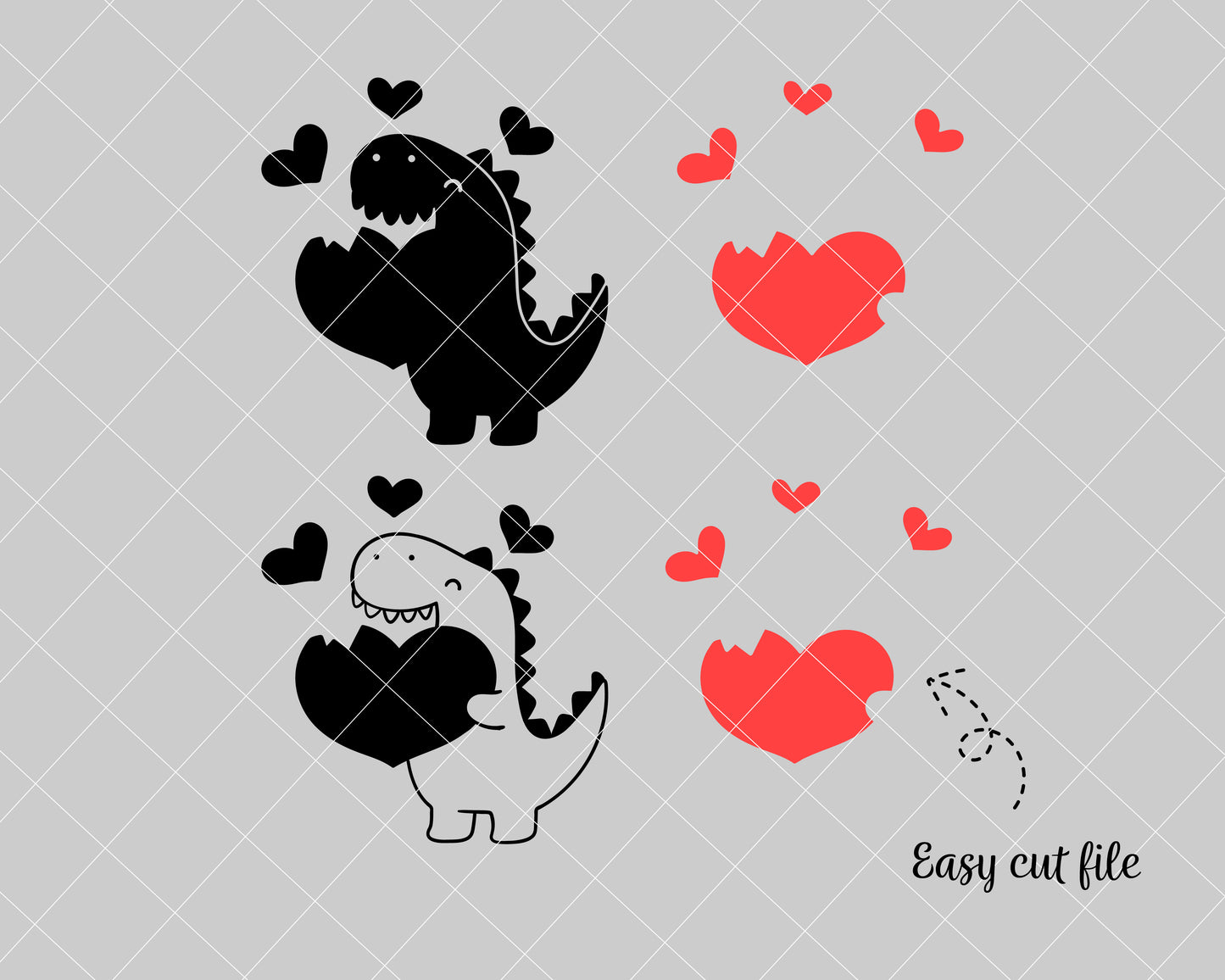 Dinosaur valentine svg