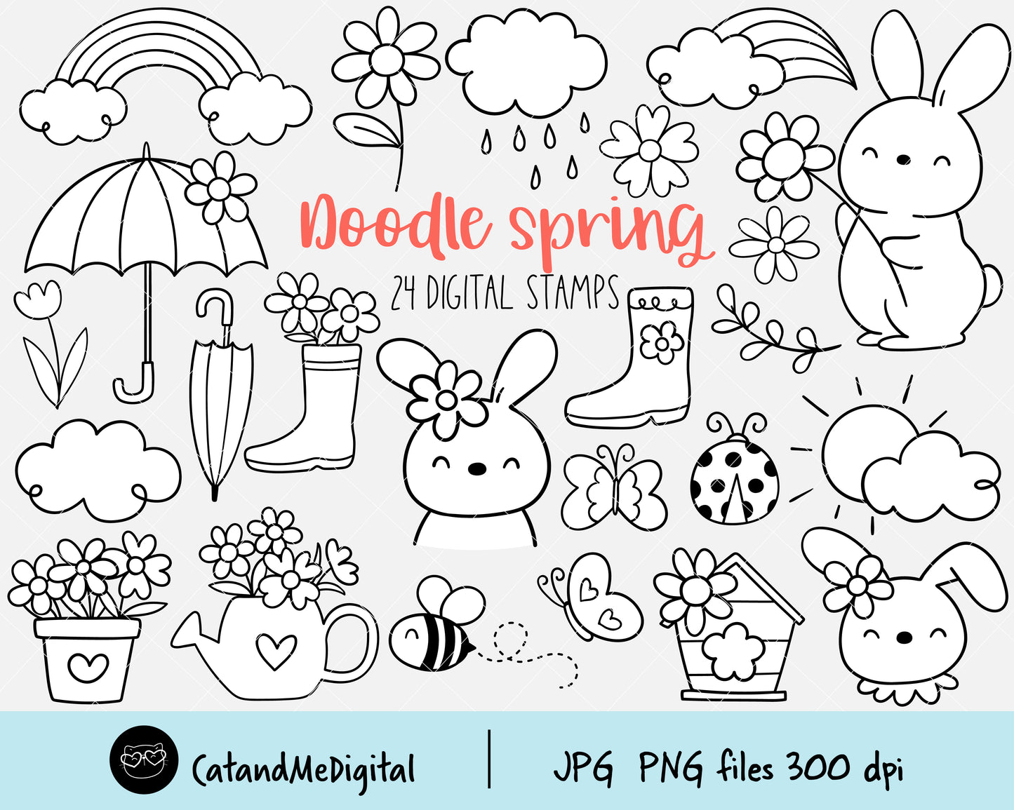 Doodle Spring Digital Stamp