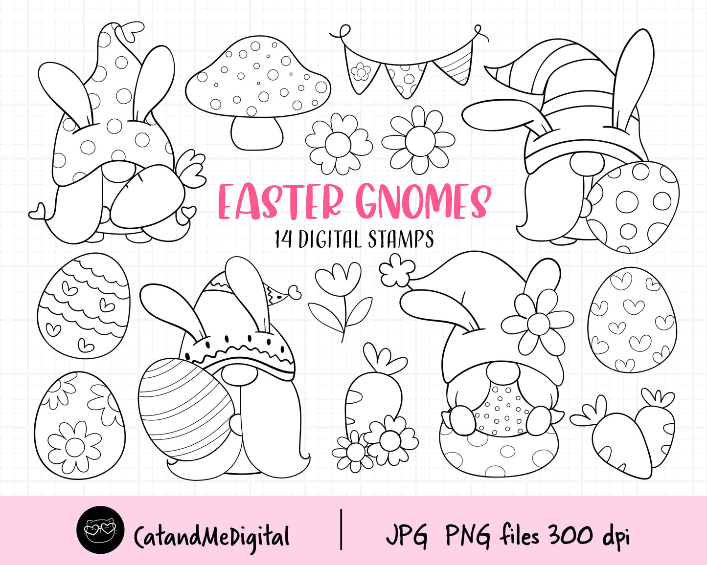 Easter Gnomes Digital Stamps