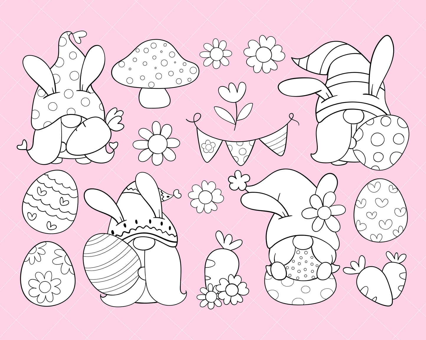 Easter Gnomes Digital Stamps