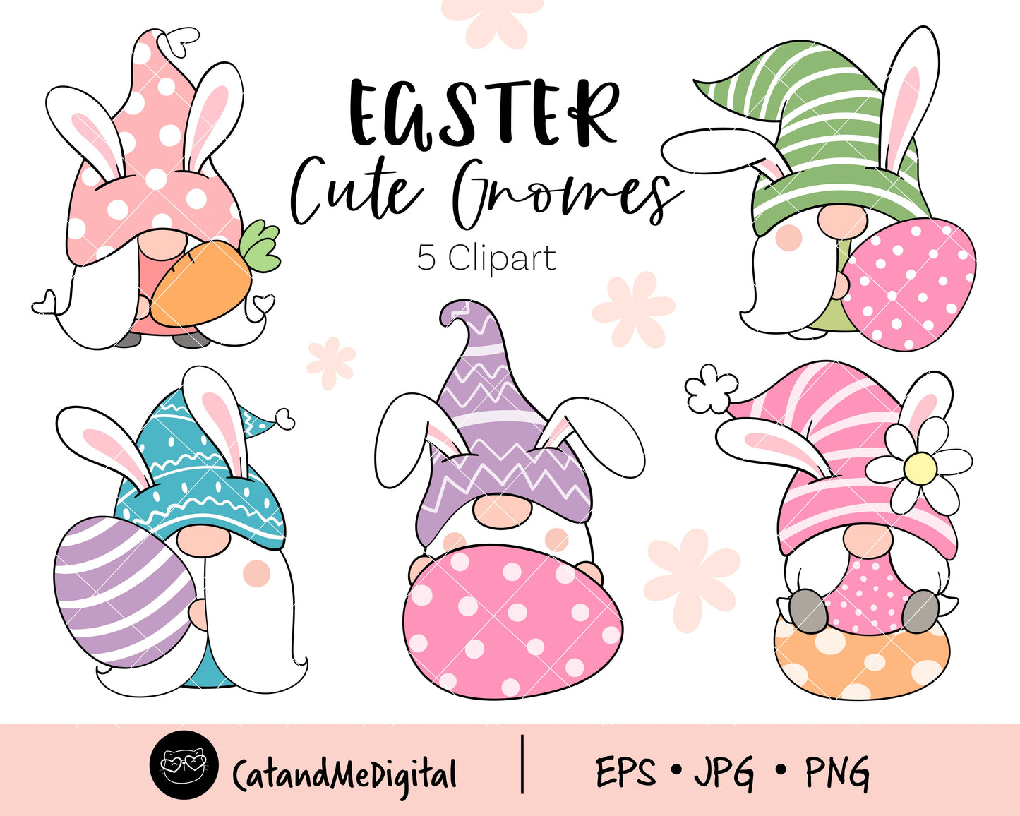 Easter bunny gnome clipart